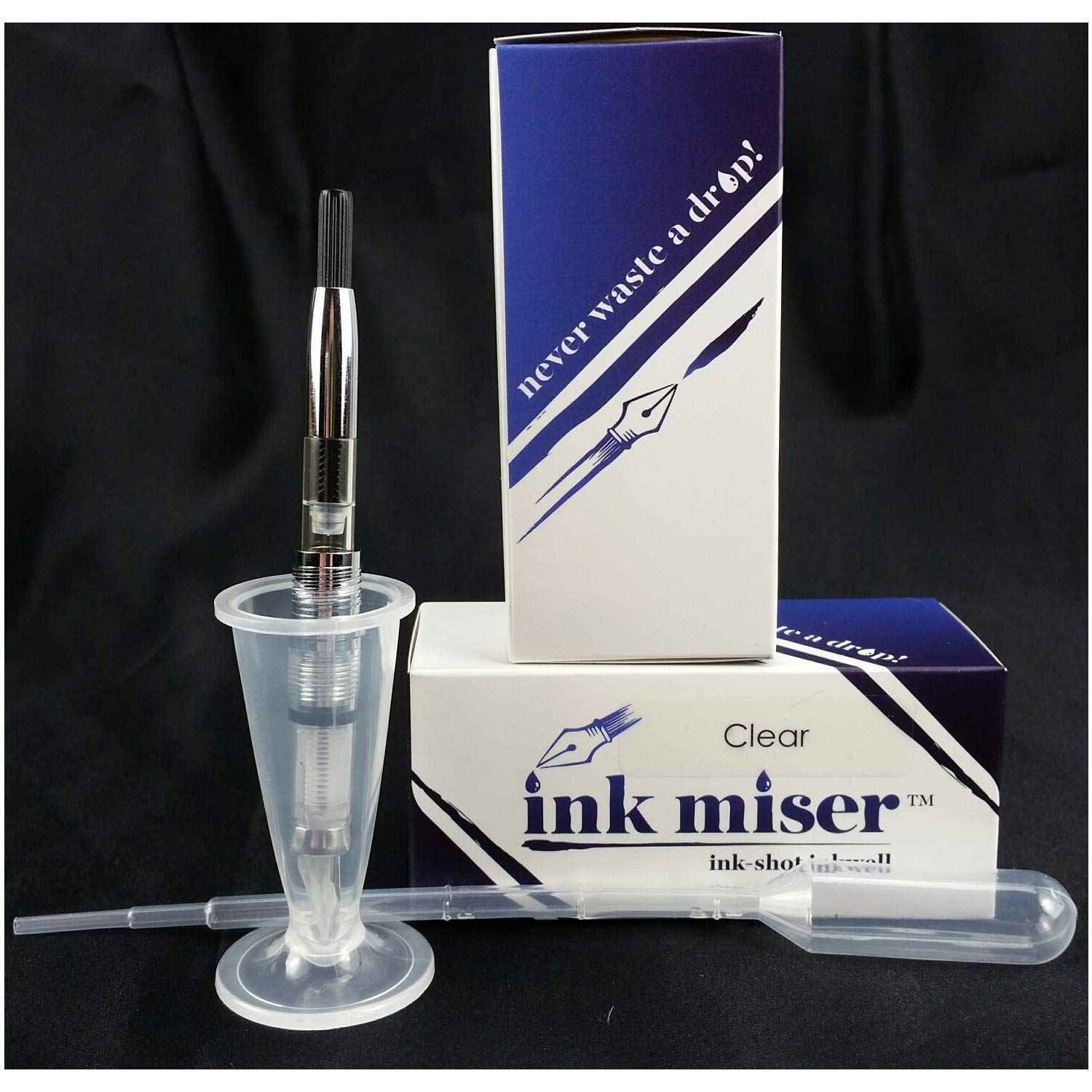 Ink Miser Intra-Bottle Inkwell, Black with Dropper