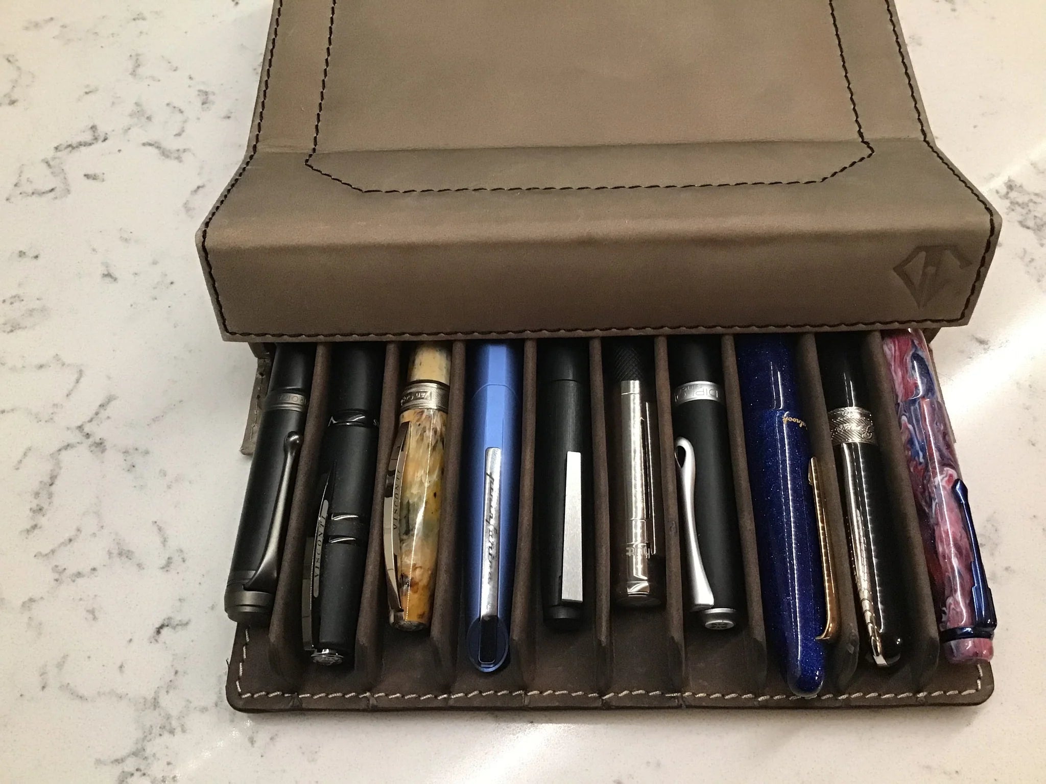 Dee Charles 10-Pen Leather Pen Case