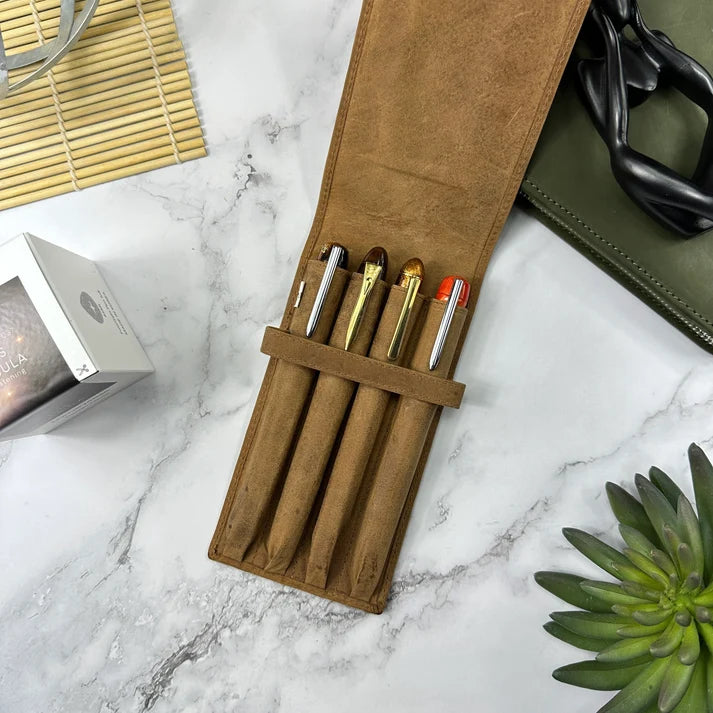 Girologio 4-Pen Leather Case brown