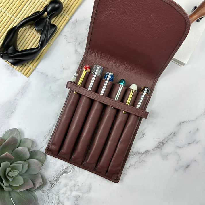 Girologio 6-Pen Leather Case brown