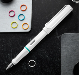 LAMY safari Fountain Pen - all white-multi ring set (Special Edition)