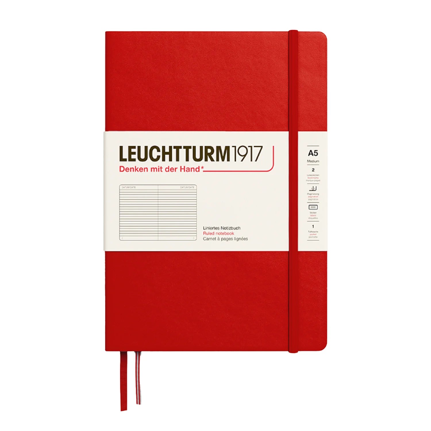 Leuchtturm1917 Classic Hard Cover Notebook - Cherry - A5 - Ruled