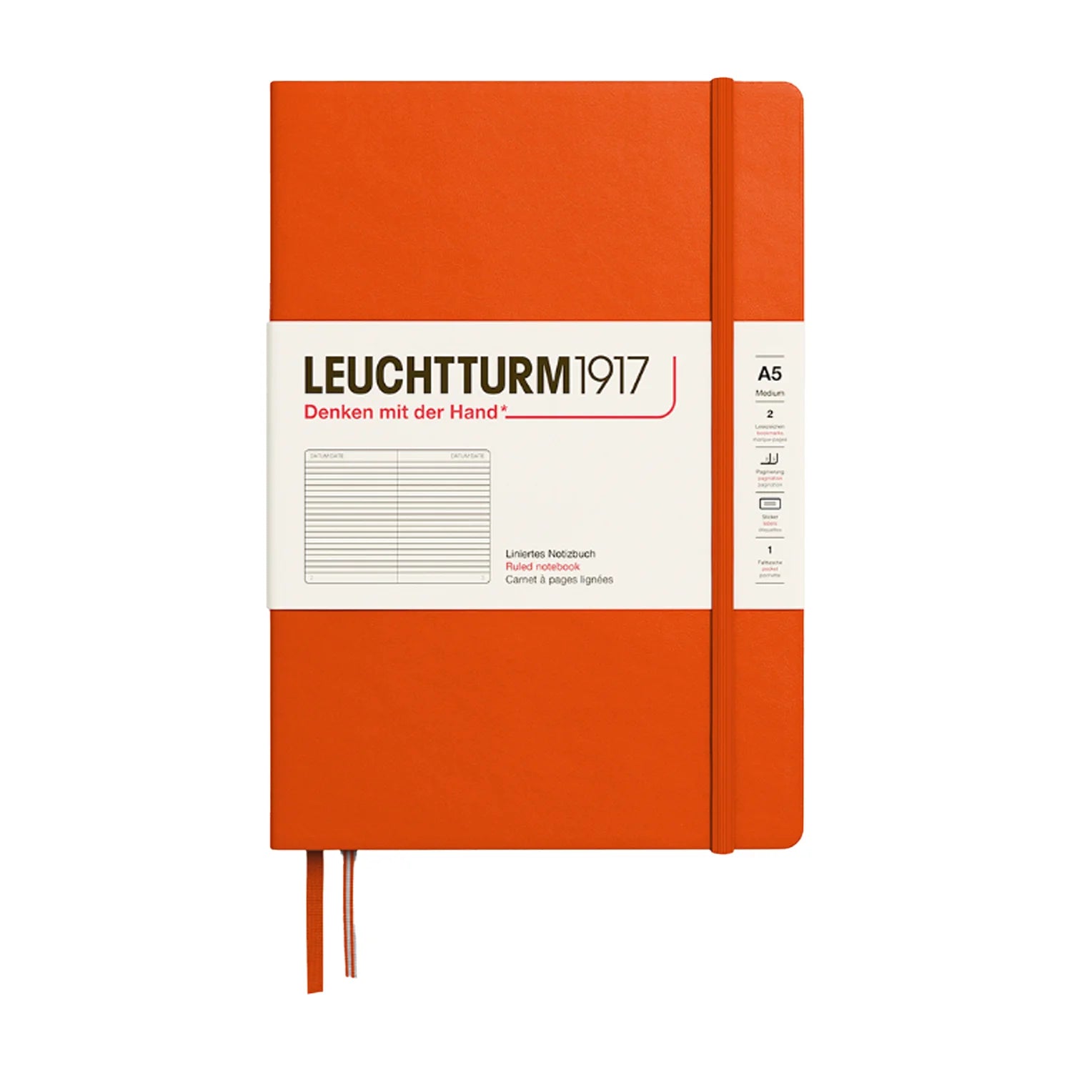 Leuchtturm1917 Classic Hard Cover Notebook - Pumpkin - A5 - Ruled