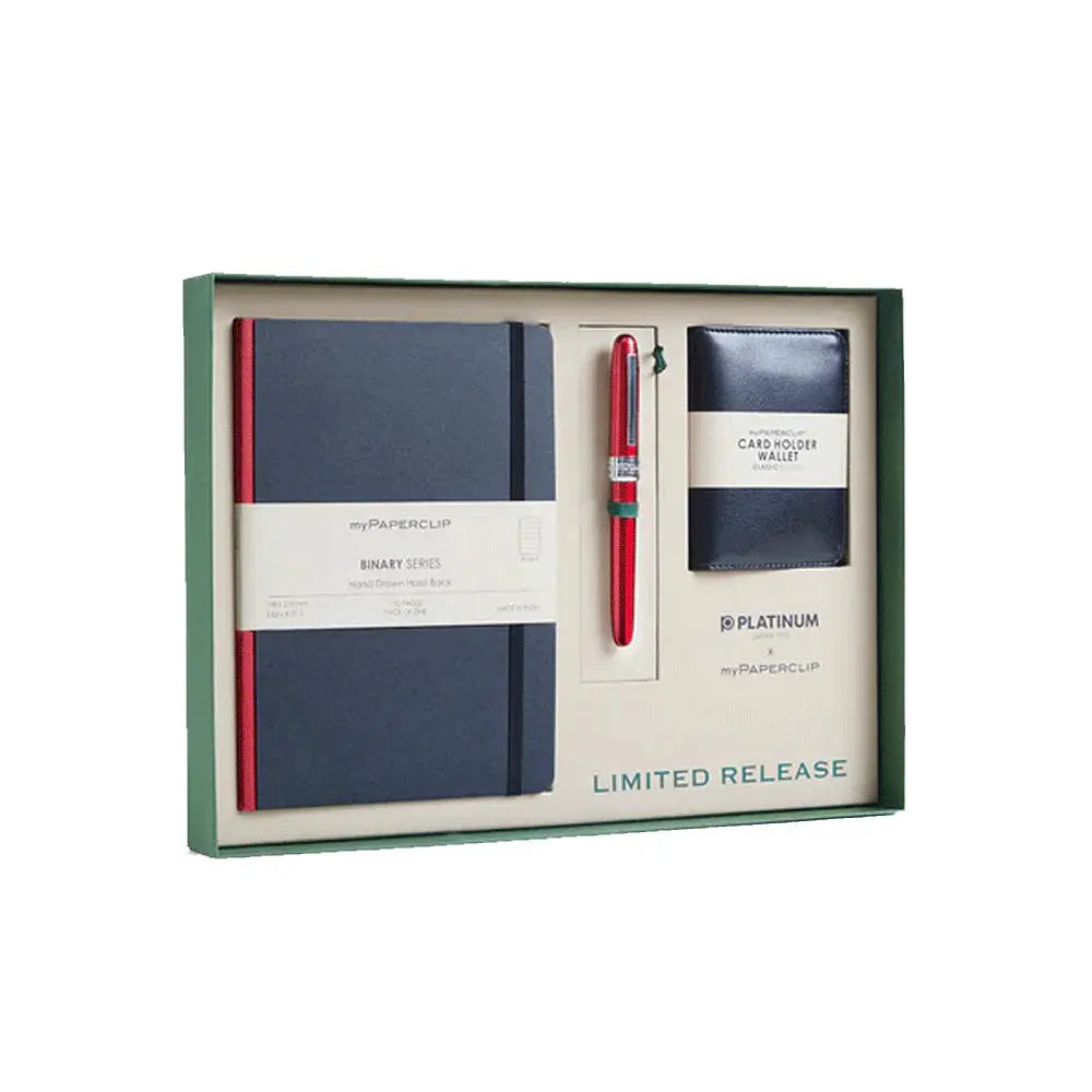 myPAPERCLIP Gift Set NOTEBOOK PLAISIR & CARD HOLDER WALLET PEN PLANET