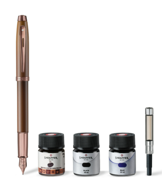 Sheaffer 100 G9374 Coffee Edition Fountain Pen with 3 Ink Vials Gift Set (Medium)