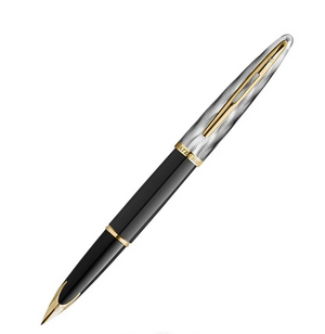 Waterman Carene Reflections Of Paris Deluxe Black GT Fountain Pen 18Kt Gold-Rhodium-Plated Nib