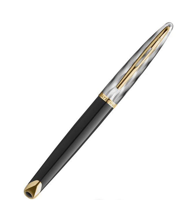 Waterman Carene Reflections Of Paris Deluxe Black GT Fountain Pen 18Kt Gold-Rhodium-Plated Nib