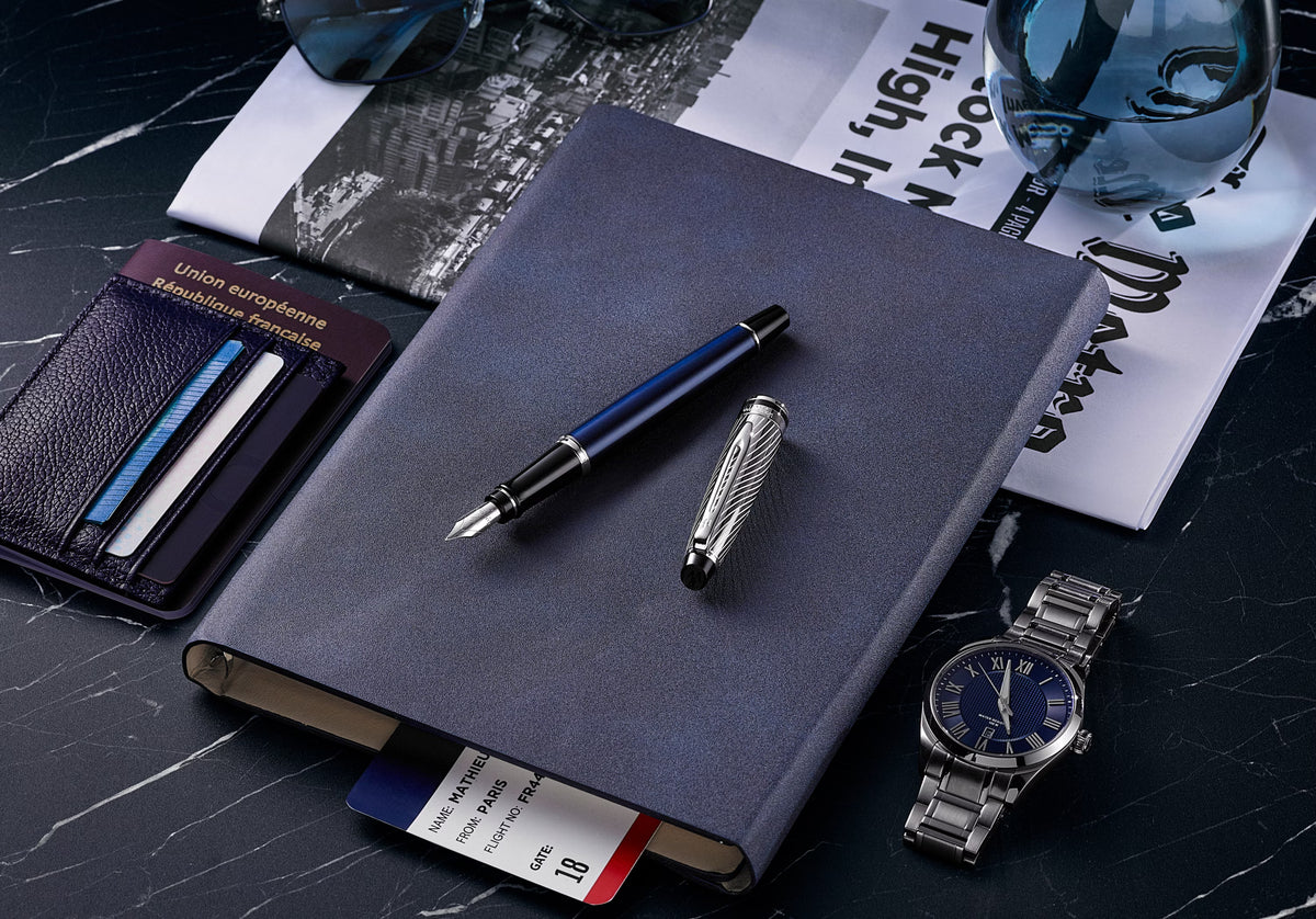 Waterman Expert Deluxe Metallic Blue Stone Fountain Pen