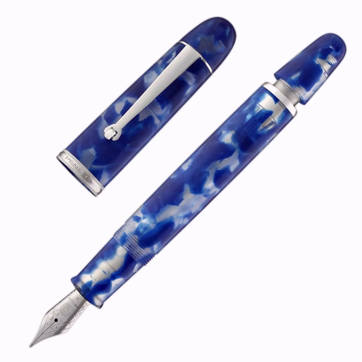 Penlux Masterpiece Grande Koi Blue/White CT Fountain Pen