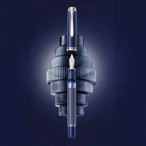 Pelikan M815 Fountain Pen – Metal Striped Blue CT (Special Edition) PEN PLANET