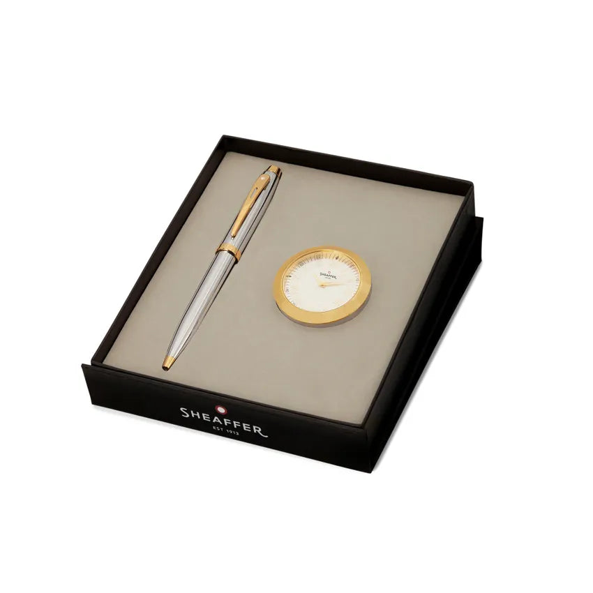 Sheaffer 100 Ballpoint Pen with Table Clock Gift Set