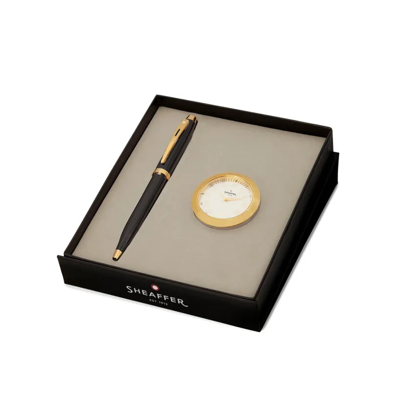 Sheaffer 100 Ballpoint Pen with Table Clock Gift Set