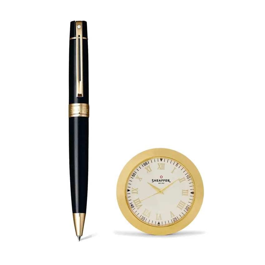 Sheaffer 300 Ballpoint Pen with Table Clock Gift Set