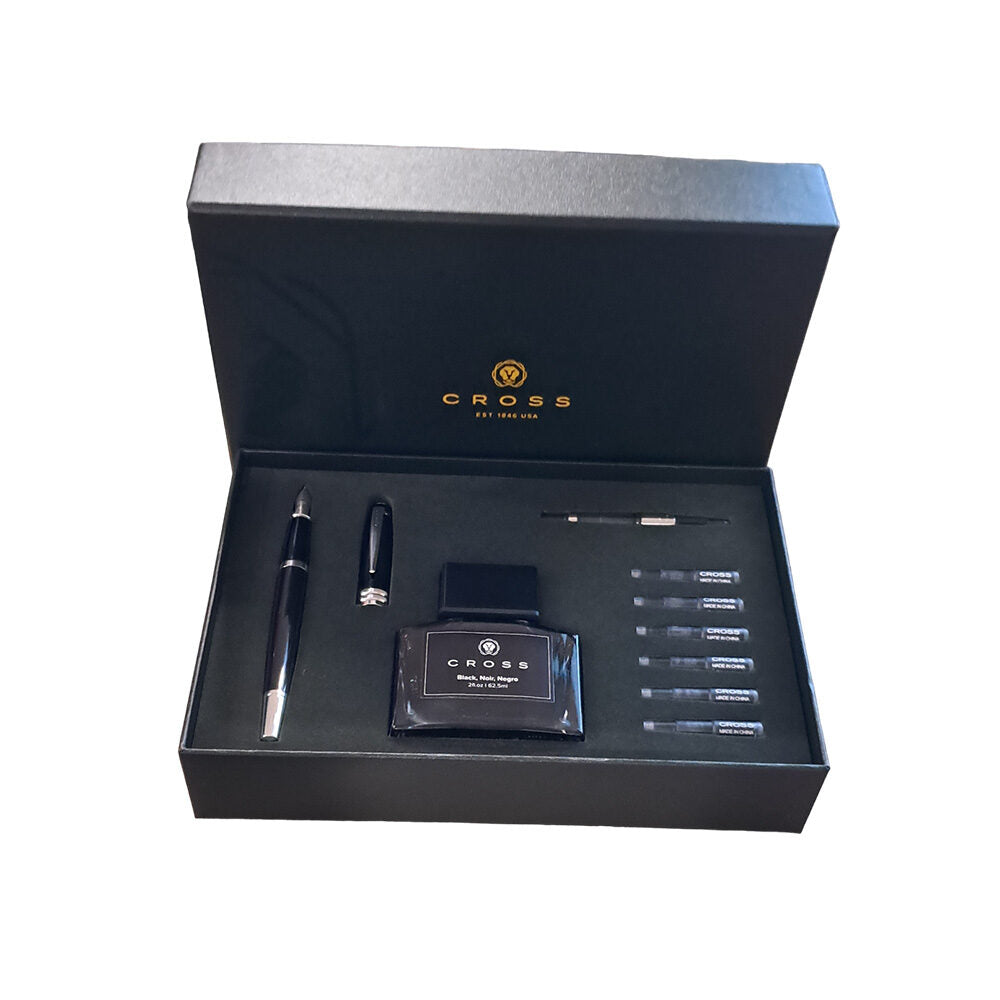 Cross Bailey Black Lacquer CT Fountain Pen Gift Set