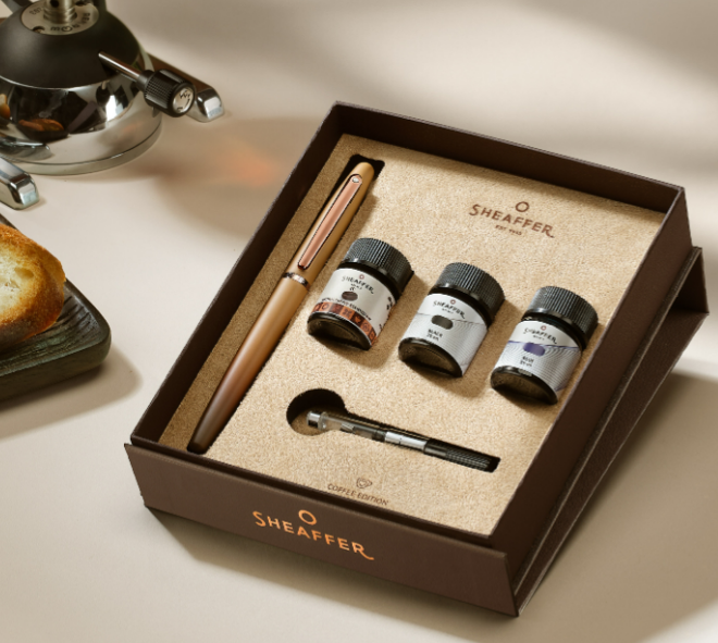 Sheaffer VFM G9428 Coffee Edition Fountain Pen with 3 Ink Vials Gift Set (Medium)