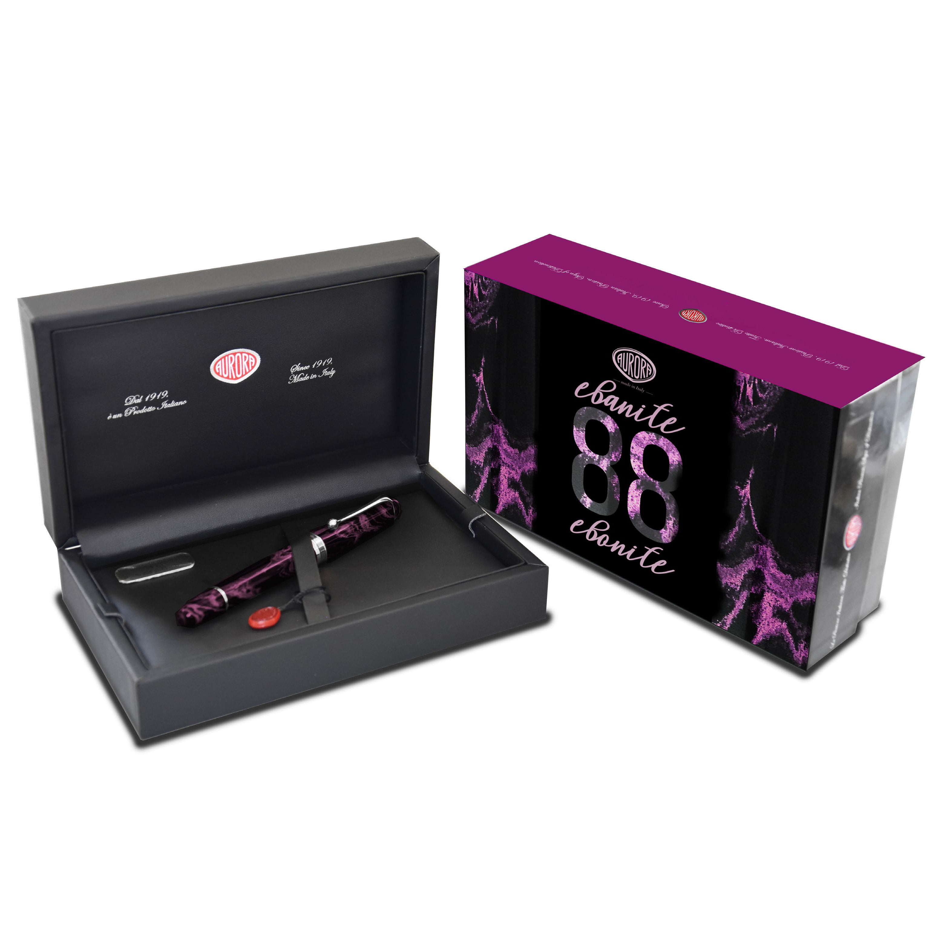 Aurora 88 Ebonite Marbled Magenta ST Fountain Pen