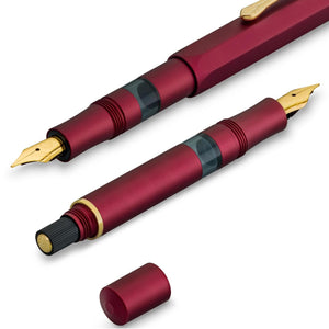 Kaweco AL Sport Bordeaux Red Piston Fountain pen with Ink Bottle Set